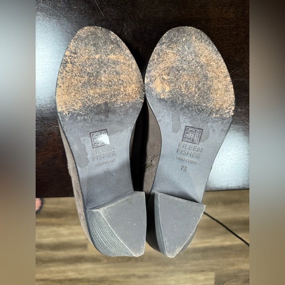 Eileen Fisher Taupe Textured Leather Zip Ankle Bootie Sz 7.5M - Picture 6 of 7